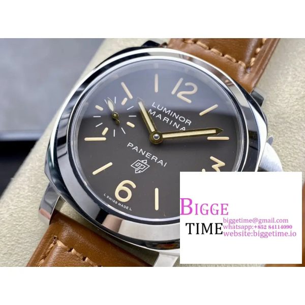 PAM632 Luminor Marina Logo SS HWF 1:1 Best Edition Brown Dial on Brown Leather Strap A6497 - Image 3