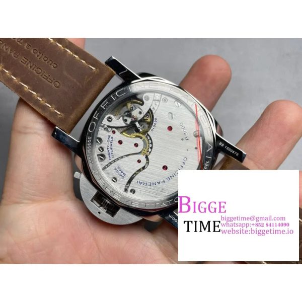 PAM673 Luminor Marina 47mm HWF 1:1 Best Edition Black Dial on Brown Leather Strap A6497 - Image 6