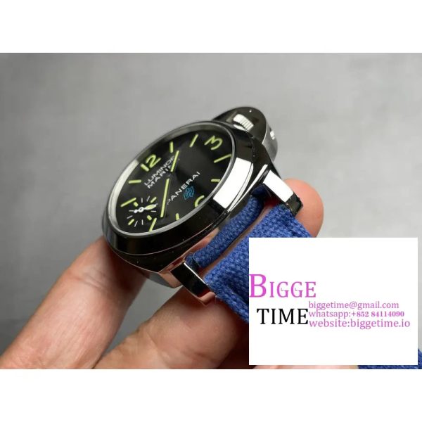 PAM777  Luminor Marina 44mm HWF 1:1 Best Edition Black Dial on Blue Leather Strap A6497 - Image 3