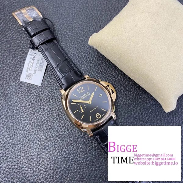 PAM908 "福" Luminor Due VSF Best Edition Black Dial on Black Leather Strap AXXXIV - Image 6