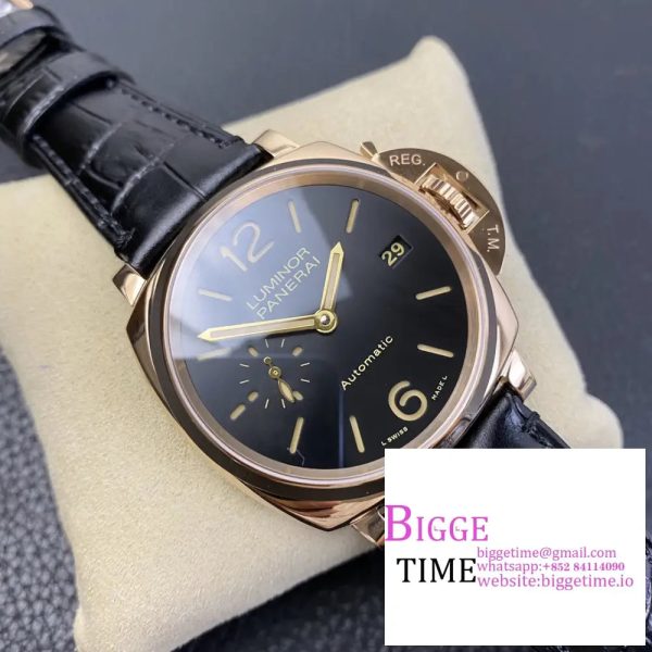 PAM908 "福" Luminor Due VSF Best Edition Black Dial on Black Leather Strap AXXXIV - Image 2