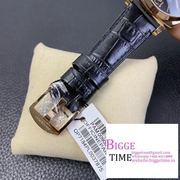 PAM908 "福" Luminor Due VSF Best Edition Black Dial on Black Leather Strap AXXXIV - Image 7
