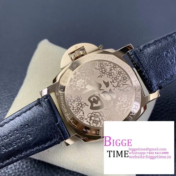 PAM908 "福" Luminor Due VSF Best Edition Black Dial on Black Leather Strap AXXXIV - Image 8
