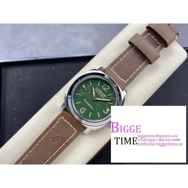 PAM911 Luminor Marina 44mm HWF 1:1 Best Edition Green Dial on Brown Tan Calf Leather Strap A6497 - Image 8
