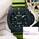 PAM961 Carbotech VSF Best Edition Carbon Dial on Green Rubber Strap P.9010