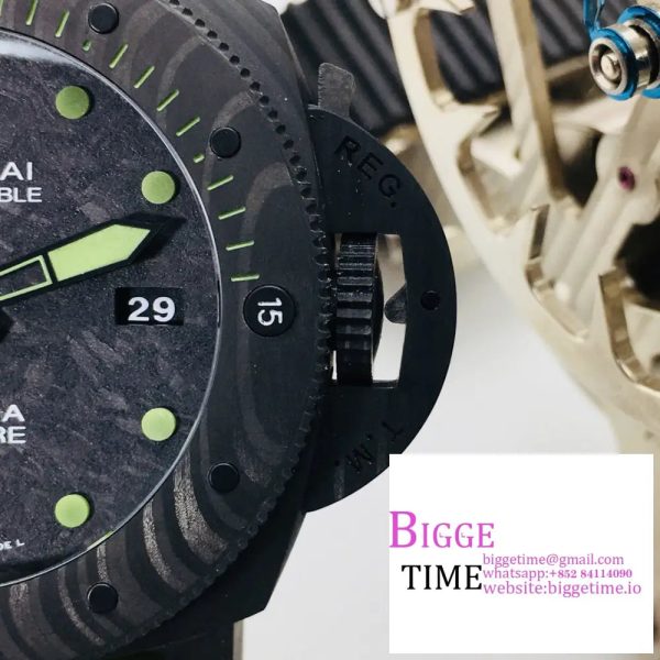 PAM961 Carbotech VSF Best Edition Carbon Dial on Green Rubber Strap P.9010 - Image 2