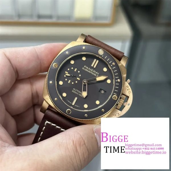 PAM968 V Bronzo VSF 1:1 Best Edition Brown Ceramic Bezel and Dial on Brown Calfskin Strap P.9010 - Image 2