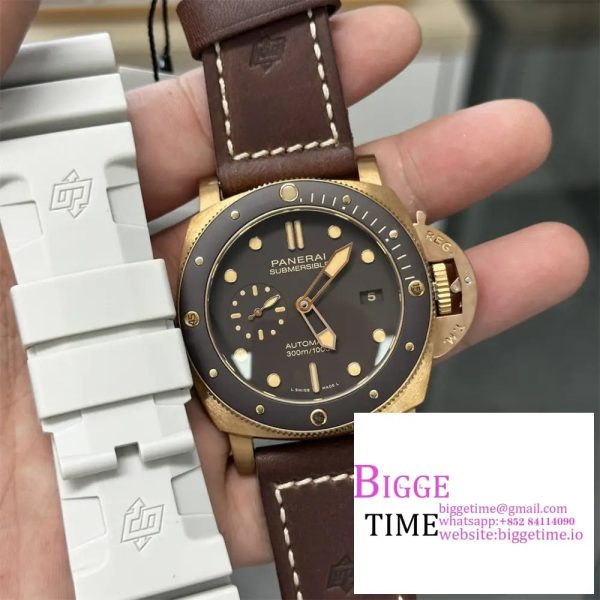 PAM968 V Bronzo VSF 1:1 Best Edition Brown Ceramic Bezel and Dial on Brown Calfskin Strap P.9010 - Image 3