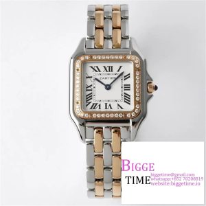 PANTH??RE 27mm Ladies RG/SS Diamond Bezel White Dial RG/SS Bracelet BVF Swiss Quartz