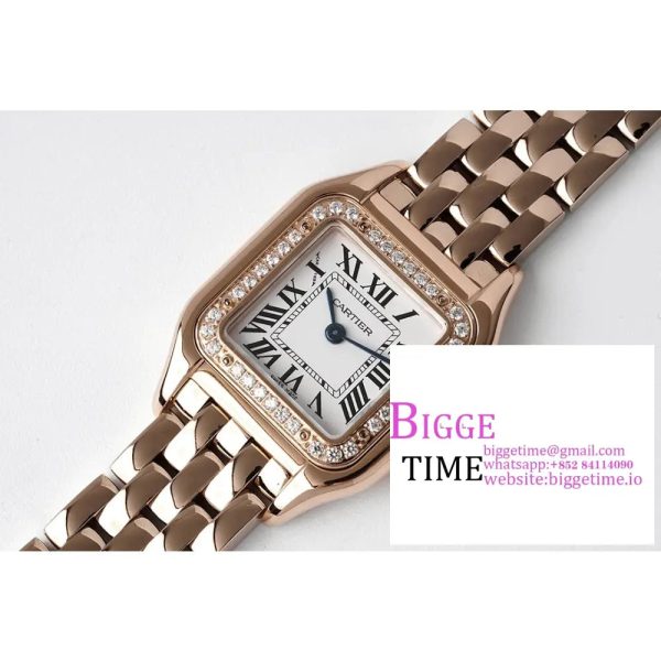 Panthère Ladies 22mm RG AF 1:1 Best Edition White Dial Diamonds Bezel on RG Bracelet Ronda Quartz - Image 3