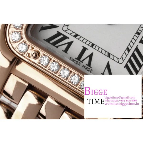 Panthère Ladies 22mm RG AF 1:1 Best Edition White Dial Diamonds Bezel on RG Bracelet Ronda Quartz - Image 4
