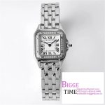Panthère Ladies 22mm SS AF 1:1 Best Edition White Dial Diamonds Bezel on SS Bracelet Ronda Quartz