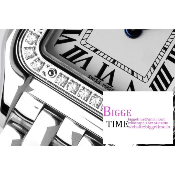 Panthère Ladies 22mm SS AF 1:1 Best Edition White Dial Diamonds Bezel on SS Bracelet Ronda Quartz - Image 3