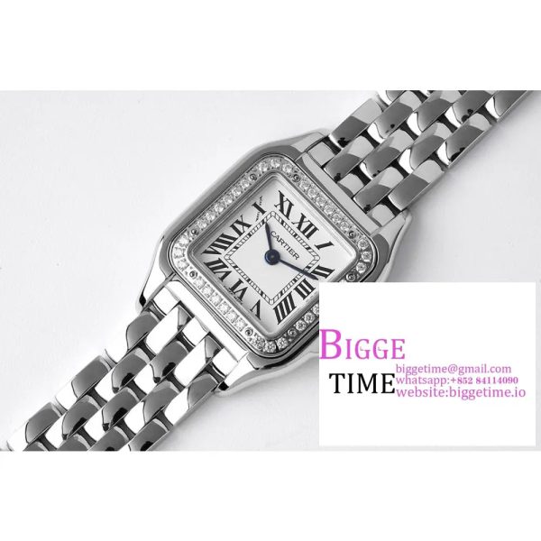 Panthère Ladies 22mm SS AF 1:1 Best Edition White Dial Diamonds Bezel on SS Bracelet Ronda Quartz - Image 2