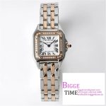 Panthère Ladies 22mm SS/RG AF 1:1 Best Edition White Dial Diamonds Bezel on SS/RG Bracelet Ronda Quartz