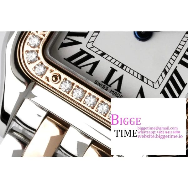 Panthère Ladies 22mm SS/RG AF 1:1 Best Edition White Dial Diamonds Bezel on SS/RG Bracelet Ronda Quartz - Image 3