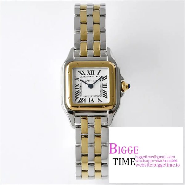 Panthère Ladies 22mm SS/YG AF 1:1 Best Edition White Dial on SS/YG Bracelet Ronda Quartz
