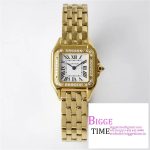 Panthère Ladies 22mm YG AF 1:1 Best Edition White Dial Diamonds Bezel on YG Bracelet Ronda Quartz
