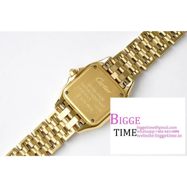 Panthère Ladies 22mm YG AF 1:1 Best Edition White Dial Diamonds Bezel on YG Bracelet Ronda Quartz - Image 9