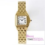 Panthère Ladies 22mm YG AF 1:1 Best Edition White Dial on YG Bracelet Ronda Quartz