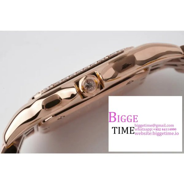 Panthère Ladies 27mm RG AF 1:1 Best Edition White Dial Diamonds Bezel on RG Bracelet Ronda Quartz - Image 6