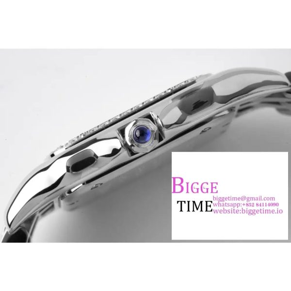 Panthère Ladies 27mm SS AF 1:1 Best Edition White Dial Diamonds Bezel on SS Bracelet Ronda Quartz - Image 8