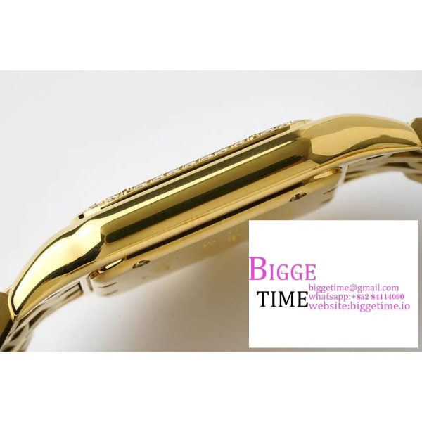 Panthère Ladies 27mm YG AF 1:1 Best Edition White Dial Diamonds Bezel on YG Bracelet Ronda Quartz - Image 6