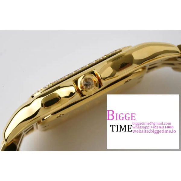 Panthère Ladies 27mm YG AF 1:1 Best Edition White Dial Diamonds Bezel on YG Bracelet Ronda Quartz - Image 5