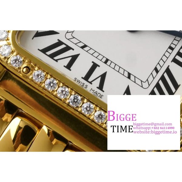 Panthère Ladies 27mm YG AF 1:1 Best Edition White Dial Diamonds Bezel on YG Bracelet Ronda Quartz - Image 3