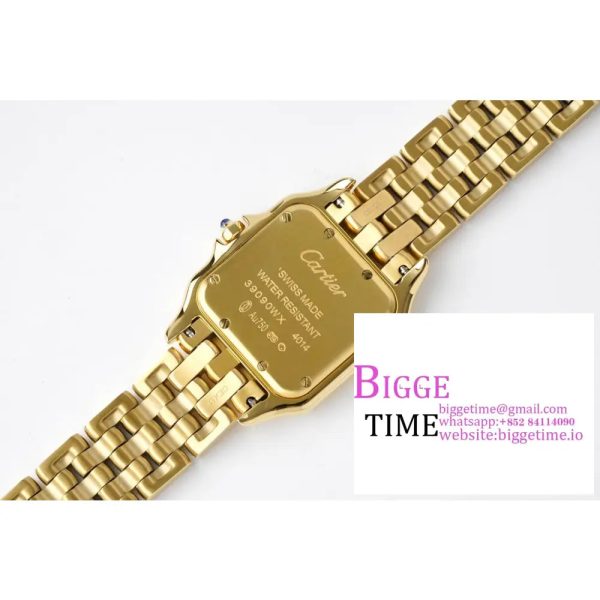 Panthère Ladies 27mm YG AF 1:1 Best Edition White Dial Diamonds Bezel on YG Bracelet Ronda Quartz - Image 9
