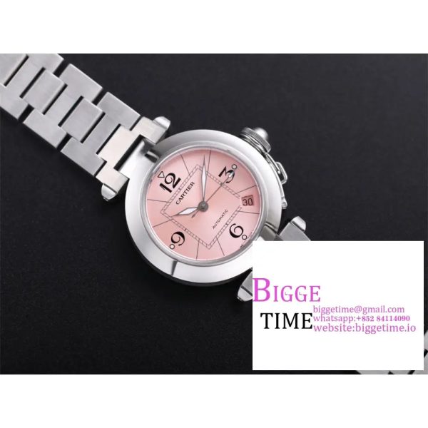 Pasha De Cartier Best Edition 35mm V9F SS Pink Dial On Stainless Bracelet A2892 - Image 2