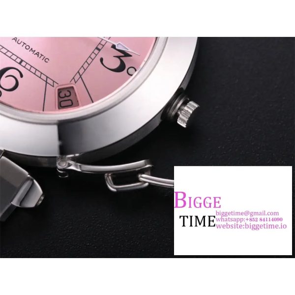 Pasha De Cartier Best Edition 35mm V9F SS Pink Dial On Stainless Bracelet A2892 - Image 5