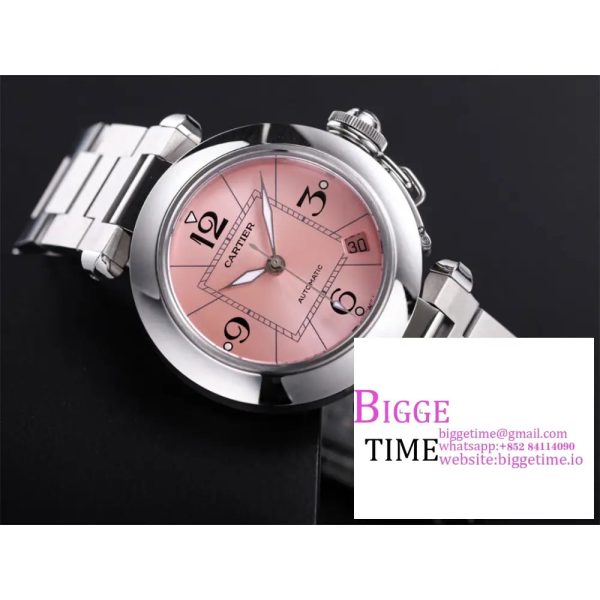 Pasha De Cartier Best Edition 35mm V9F SS Pink Dial On Stainless Bracelet A2892 - Image 3