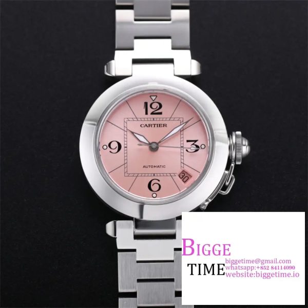 Pasha De Cartier Best Edition 35mm V9F SS Pink Dial On Stainless Bracelet A2892