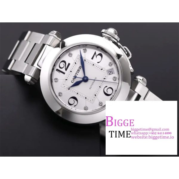 Pasha De Cartier Best Edition 35mm V9F SS Silver Dial On Stainless Bracelet A2892 - Image 5