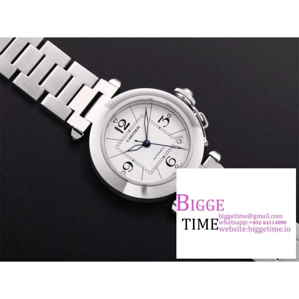 Pasha De Cartier Best Edition 35mm V9F SS Silver Dial On Stainless Bracelet A2892 - Image 4