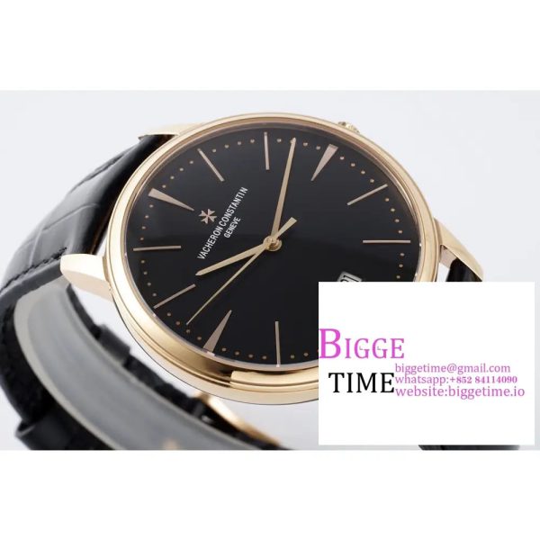 Patrimony Date RG PPF 1:1 Best Edition Black Dial on Black Leather Strap MIYOTA 9015 - Image 2