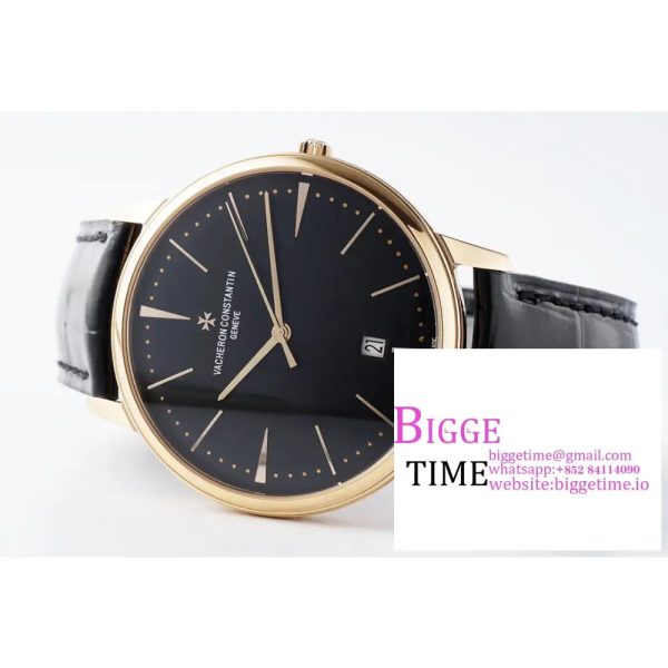 Patrimony Date RG PPF 1:1 Best Edition Black Dial on Black Leather Strap MIYOTA 9015 - Image 3