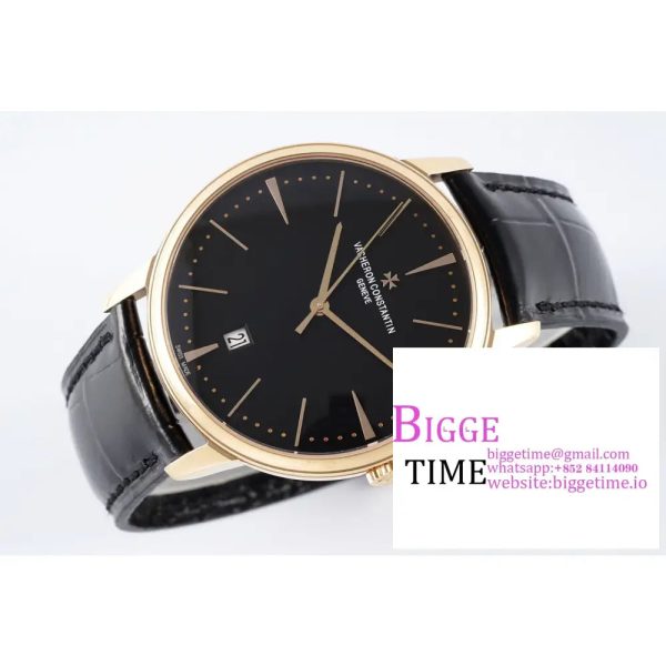 Patrimony Date RG PPF 1:1 Best Edition Black Dial on Black Leather Strap MIYOTA 9015 - Image 5