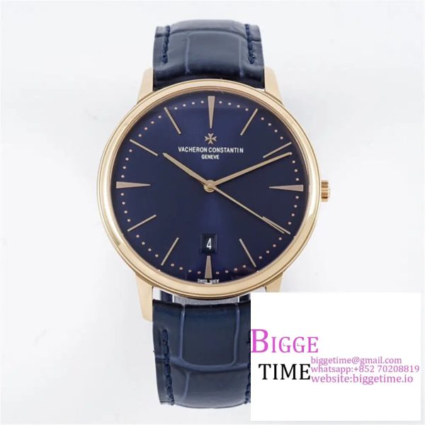 Patrimony Date RG PPF 1:1 Best Edition Blue Dial on Blue Leather Strap MIYOTA 9015