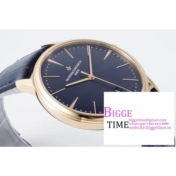 Patrimony Date RG PPF 1:1 Best Edition Blue Dial on Blue Leather Strap MIYOTA 9015 - Image 2