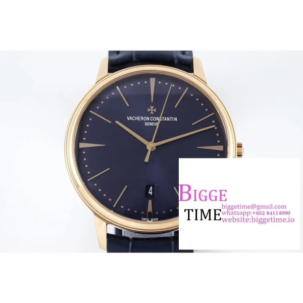 Patrimony Date RG PPF 1:1 Best Edition Blue Dial on Blue Leather Strap MIYOTA 9015 - Image 5