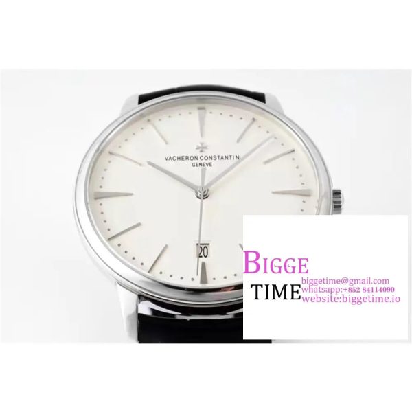 Patrimony Date SS PPF 1:1 Best Edition White Dial on Black Leather Strap MIYOTA 9015 - Image 3