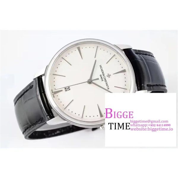 Patrimony Date SS PPF 1:1 Best Edition White Dial on Black Leather Strap MIYOTA 9015 - Image 4