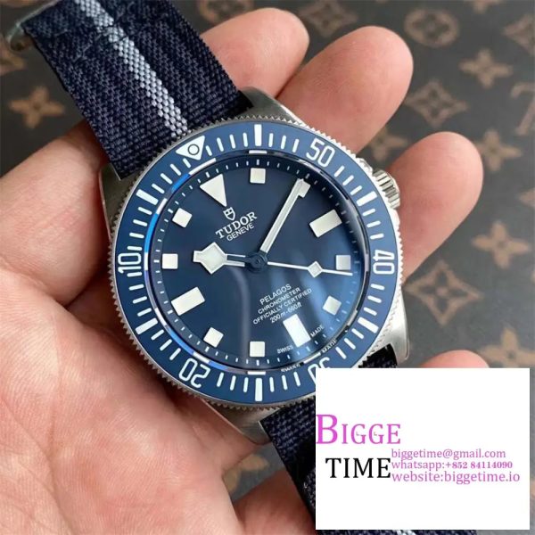 Pelagos 42mm Titanium Blue Ceramic Bezel Blue Dial Nylon Strap M+ F - Image 3