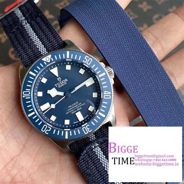 Pelagos 42mm Titanium Blue Ceramic Bezel Blue Dial Nylon Strap M+ F - Image 4