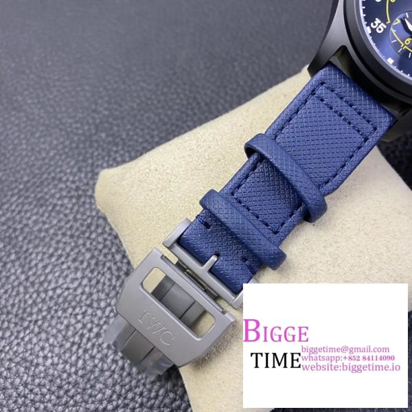 Pilot Chrono Blue Angels Black Ceramic YLF Best Edition on Blue Leather Strap A7750 - Image 8