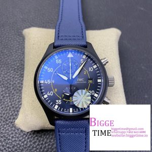 Pilot Chrono Blue Angels Black Ceramic YLF Best Edition on Blue Leather Strap A7750