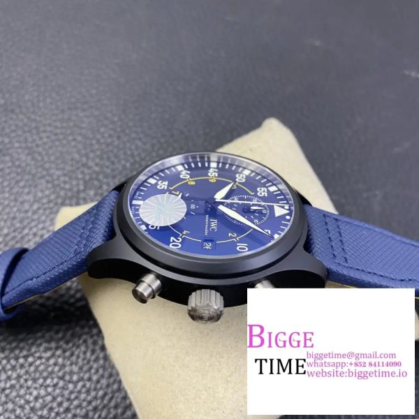Pilot Chrono Blue Angels Black Ceramic YLF Best Edition on Blue Leather Strap A7750 - Image 3