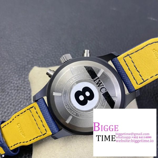 Pilot Chrono Blue Angels Black Ceramic YLF Best Edition on Blue Leather Strap A7750 - Image 9